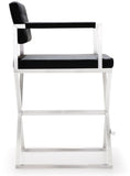 Director Performance Vegan Leather Stool with Silver Base