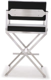 Director Performance Vegan Leather Stool with Silver Base