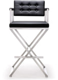 Director Performance Vegan Leather Stool with Silver Base