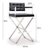 Director Performance Vegan Leather Stool with Silver Base