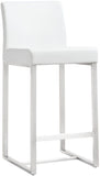 Denmark Performance Vegan Leather Stool with Silver Base - Set of 2