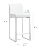 Denmark Performance Vegan Leather Stool with Silver Base - Set of 2