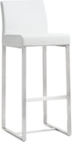 Denmark Performance Vegan Leather Stool with Silver Base - Set of 2