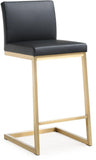 Parma Performance Vegan Leather and Gold Stainless Steel Counter Stool - Set of 2