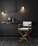 Director Performance Vegan Leather Stool with Gold Base
