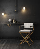 Director Performance Vegan Leather Stool with Gold Base