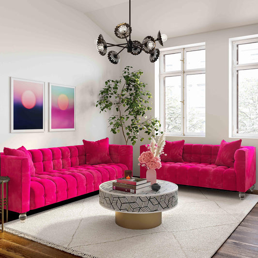 Bea 66" Hot Pink Performance Velvet Loveseat