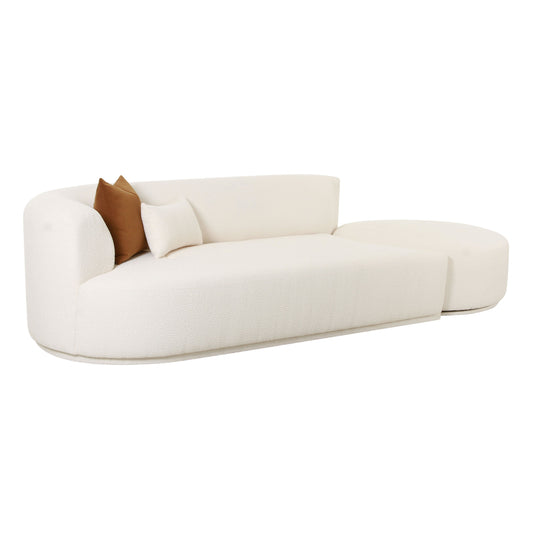 Fickle 112" 2-Piece Cream Performance Boucle Chaise Modular Sofa