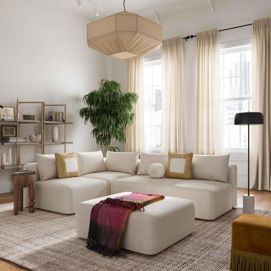 Hangover Cream Performance Linen Modular Corner Chair