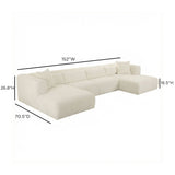 Tarra 4-Piece Fluffy Oversized Performance Corduroy Modular U-Sectional