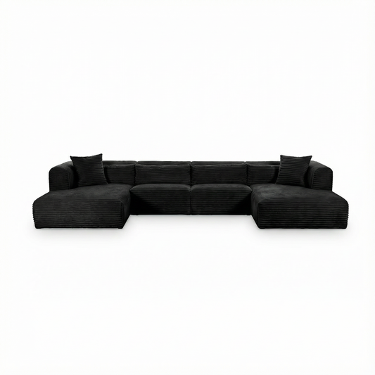 Tarra 4-Piece Fluffy Oversized Performance Corduroy Modular U-Sectional