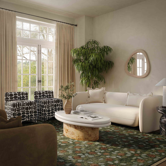 Lou 91" Sandstone Textured Performance Fabric Sofa