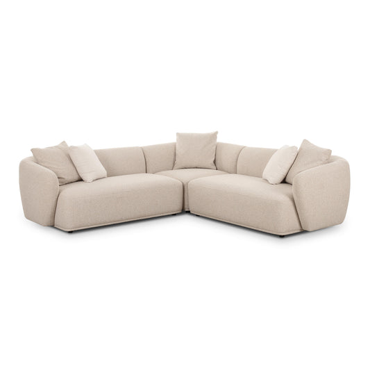 Sylvie 3-Piece Cream Performance Boucle L-Shaped Sectional