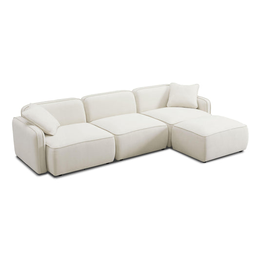 Travie 4-Piece Sand Upcycled Performance Linen Modular Sectional