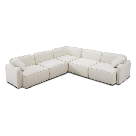 Travie 5-Piece Sand Upcycled Performance Linen Modular L-Sectional