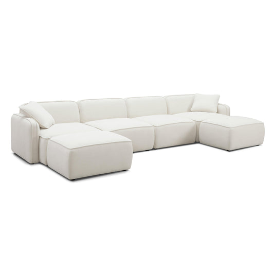 Travie 6-Piece Sand Upcycled Performance Linen Modular U-Sectional