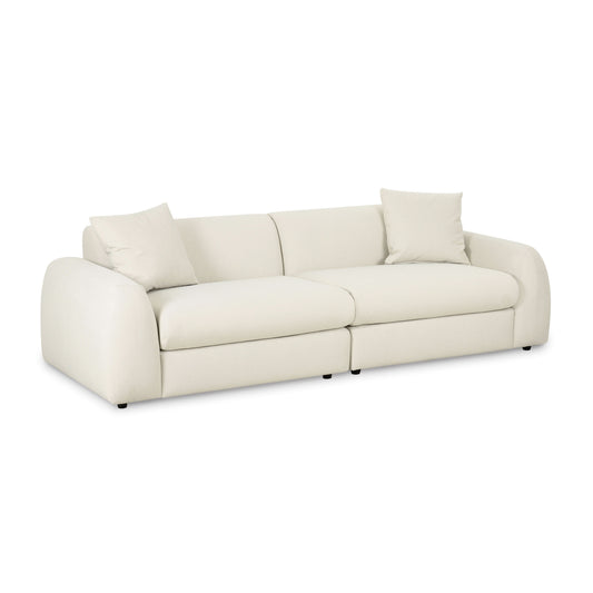 Kourtney 100" Cream Performance Faux Mohair Sofa