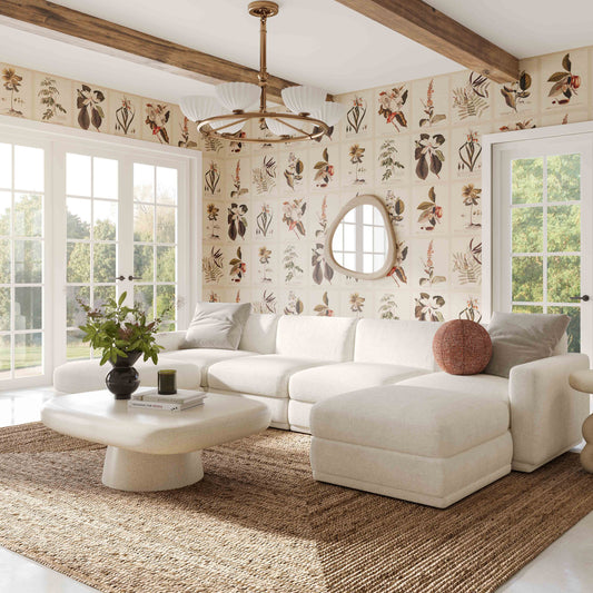 Perry 6-Piece Cream Performance Chenille Modular U-Sectional