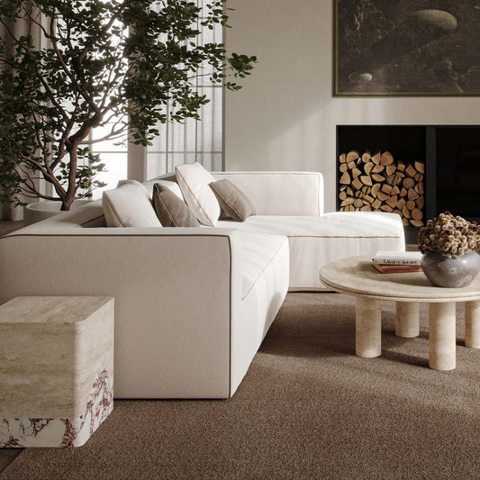 Tristine 2-Piece Cream Contract-Grade Linen L-Shaped Sectional