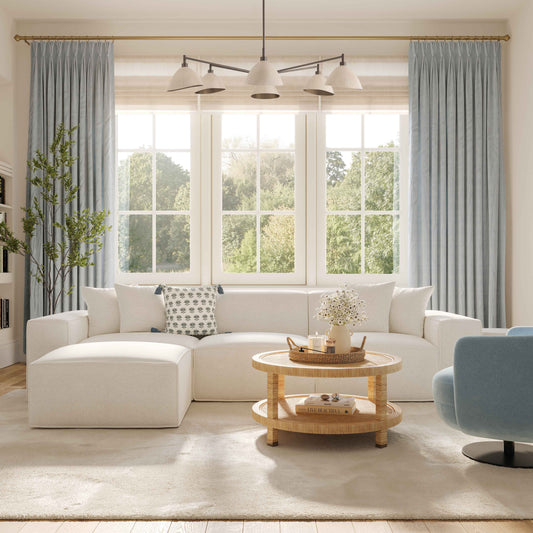 Mindy 84" Performance Chenille Basketweave Modular Loveseat