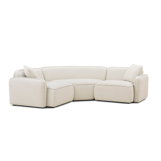 Travie 3-Piece Sand Upcycled Performance Linen Modular L-Sectional