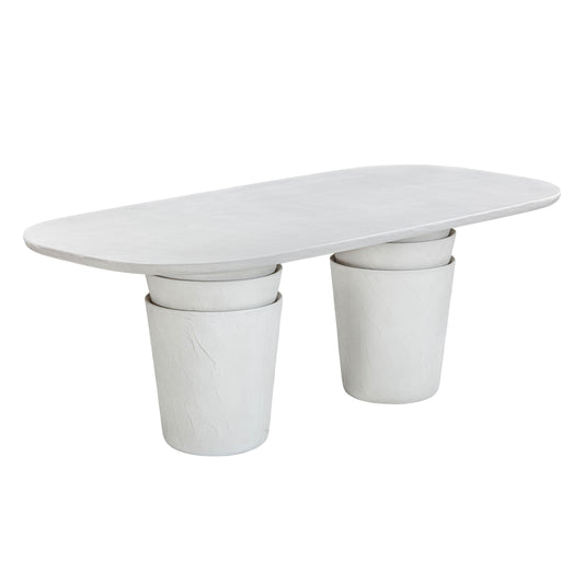 Margot 83" Light Grey Faux Plaster Indoor/Outdoor Concrete Oval Dining Table