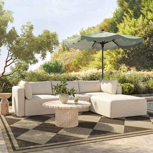 Hangover Cream Performance Fabric Outdoor Ottoman