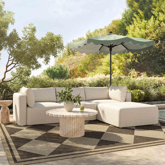 Hangover 81" Cream Performance Fabric Outdoor Modular Loveseat