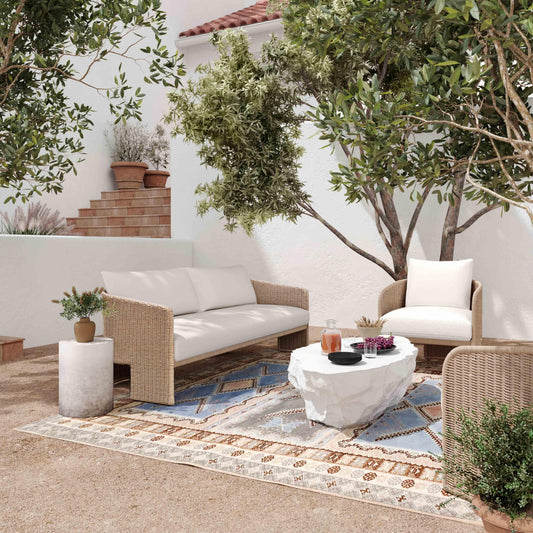 Alexa Rattan Performance Fabric Outdoor Accent Chair