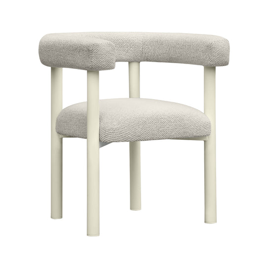 Jackie Cream Textured Contract-Grade Fabric Outdoor Dining Chair