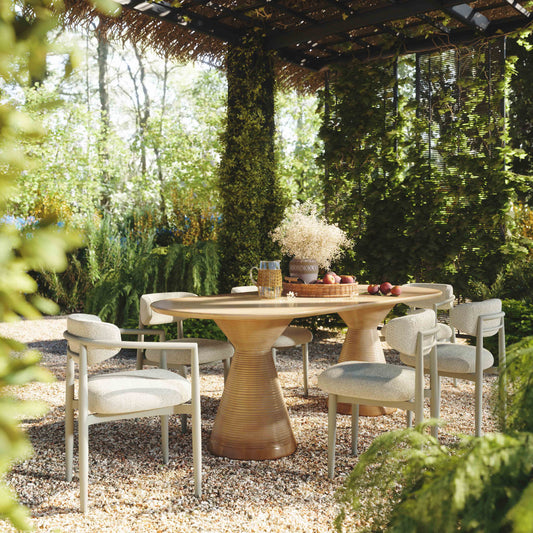 Annika Textured Contract-Grade Fabric Outdoor Dining Arm Chair
