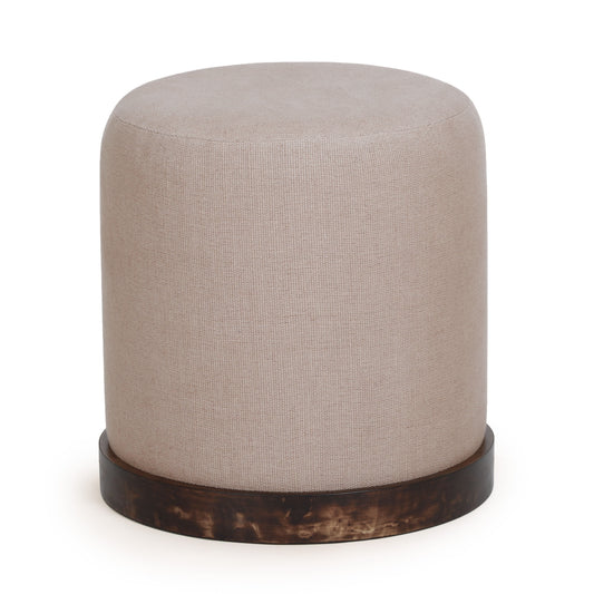 Como Burl and Saddle Brown Cotton Jute Contract-Grade Accent Stool