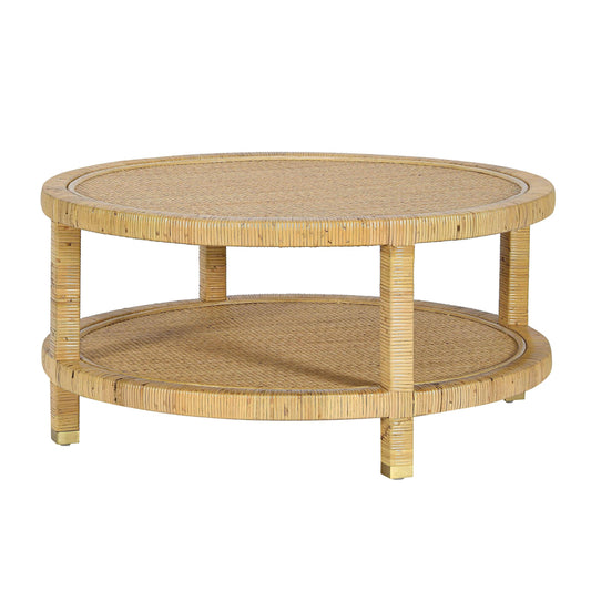 Amara 33" Natural Rattan Round Coffee Table