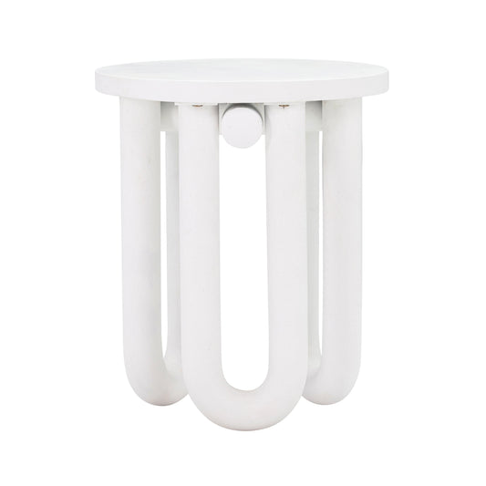Tildy White Concrete Indoor / Outdoor Round Side Table
