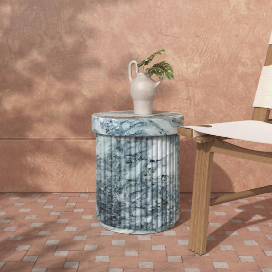 Serafina Faux Marble Concrete Indoor / Outdoor Side Table