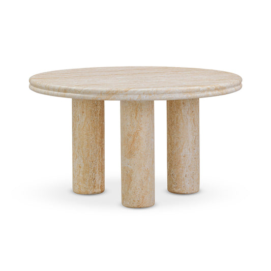 Amora Faux Travertine Indoor/Outdoor Round Accent Table (26"-32")
