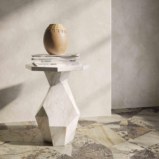 Esme Faux Marble Indoor / Outdoor Round Side Table