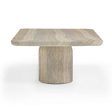 Tyche 55" Faux Travertine Indoor/Outdoor Concrete Rectangular Coffee Table
