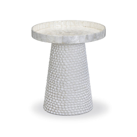 Coast Pearl White Seashell Round Side Table