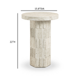 Asta Faux Travertine Indoor/Outdoor Concrete Side Table