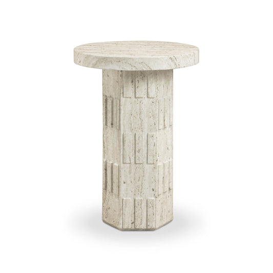 Asta Faux Travertine Indoor/Outdoor Concrete Side Table