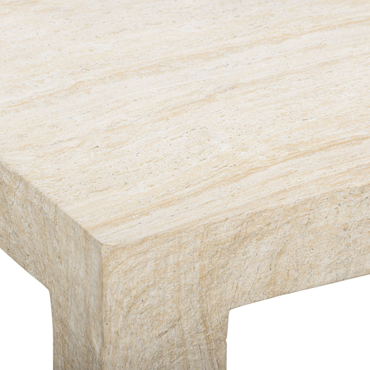 Roxanne 46" Faux Travertine Indoor/Outdoor Concrete Coffee Table