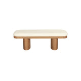 Ollie 48" White Performance Boucle Wooden Bench