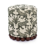 Dex Leopard Performance Jacquard Ottoman