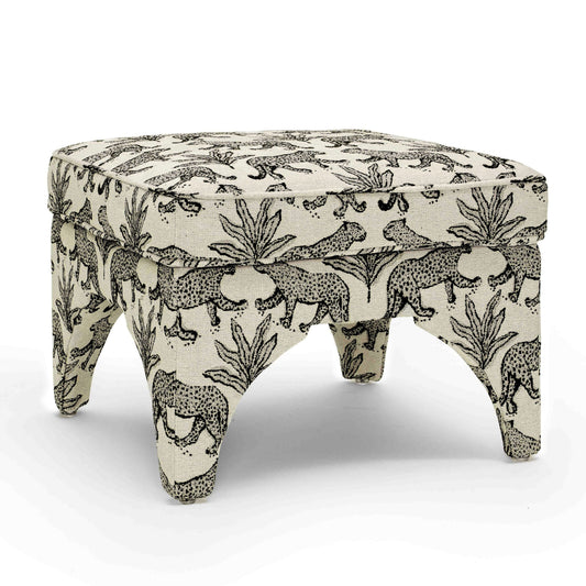 Raji Leopard Performance Jacquard Ottoman