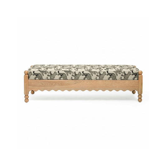 Thelma 56" Leopard Performance Jacquard Fabric Bench