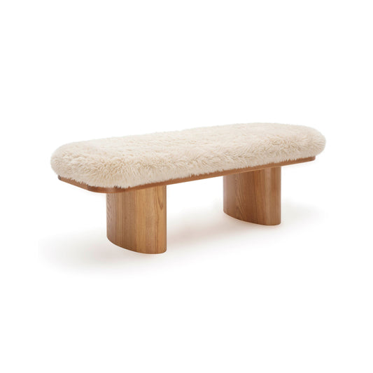 Ollie 48" Contract-Grade Straight Vegan Shearling Bench