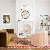 London Pleated Performance Velvet Swivel Accent Chair