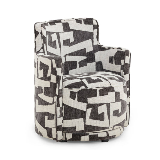 Passe Black Performance Jacquard Swivel Accent Chair