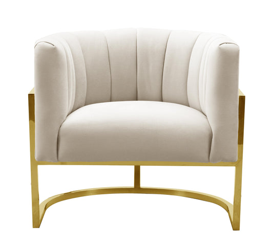 Magnolia Spotted Cream Performance Velvet Accent Chair